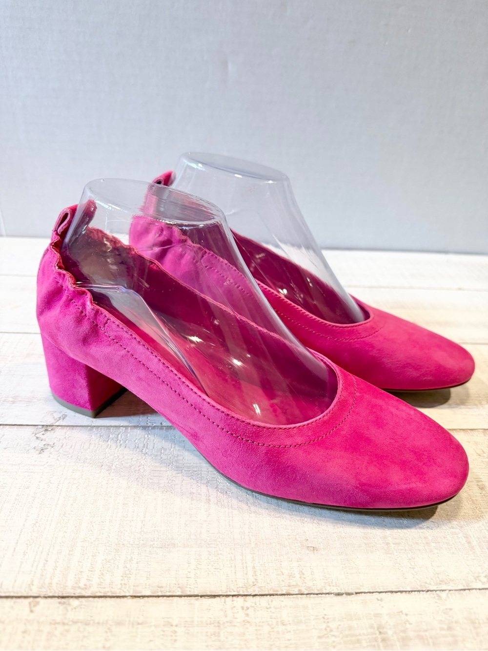 Everlane The Day Heel Pink Suede Block Heel Ballet Flats 7.5 NEW